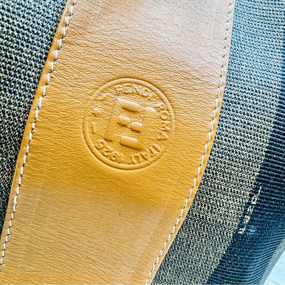 { Fendi } Vintage “Pequon” Brown & Black Crossbody Bucket Bag - Picture 2 of 15